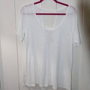 White T-shirt with cutouts in the back